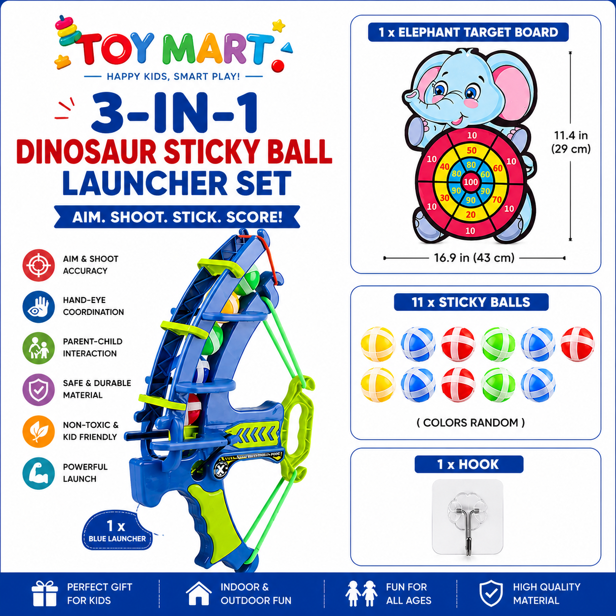 Kids Sticky Ball Bow & Arrow Target Set | Indoor & Outdoor Fun Toy