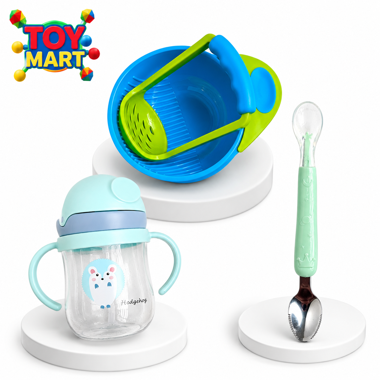 Baby Feeding Starter Set | Sippy Cup, Mash Bowl & Double Head Spoon